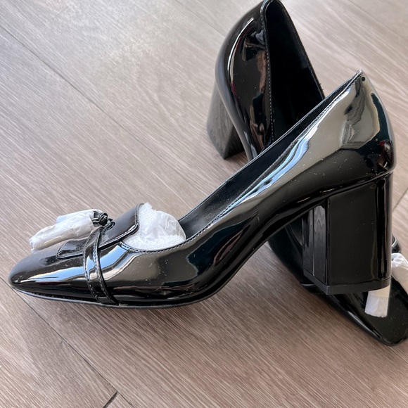 Ann Taylor Patent Leather Block Heel Loafer Pumps - Picture 4 of 6